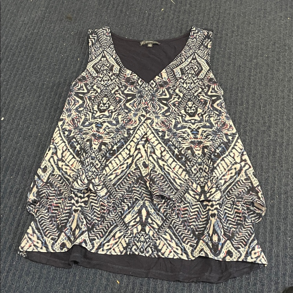 Adrianna Papell Black and White Patterned Tank Top